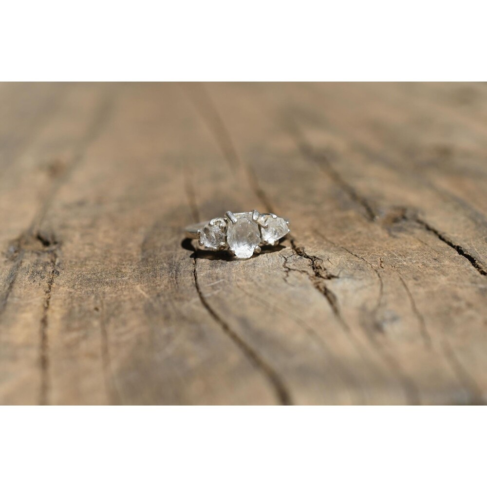 Lake County diamond engagement ring, sterling silver size 4 American made